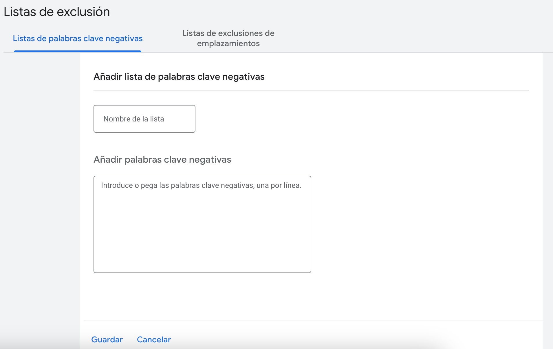 Listas de exclusión en Google Ads