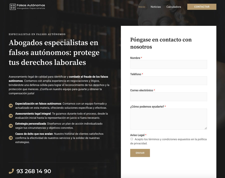 Ejemplo diseño web abogado laboralista